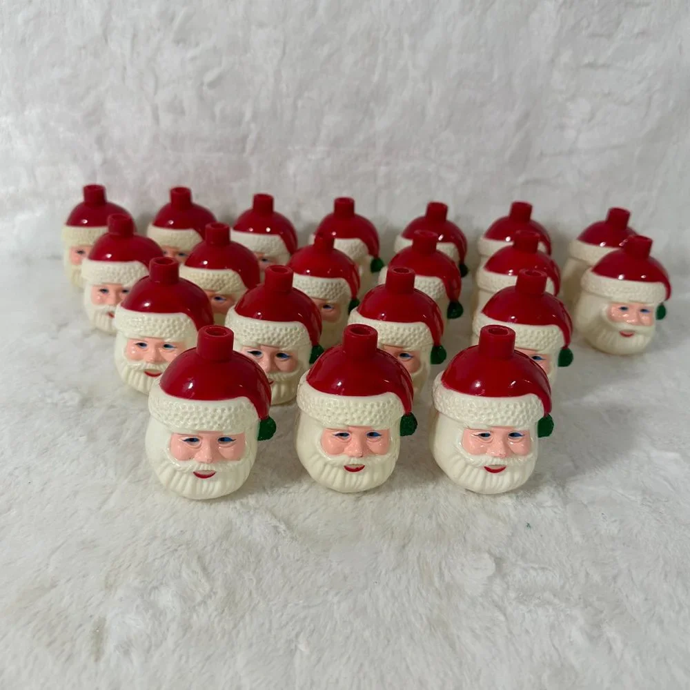 Vintage Santa Head Blow Mold String Light Covers Set Of 20 Rare Christmas! 🎅